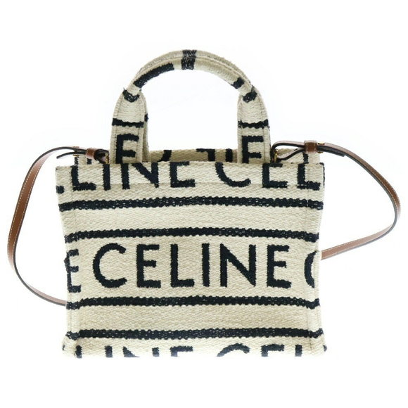 Celine Cabas Thais Tote Bag White Black - Picture 1 of 6